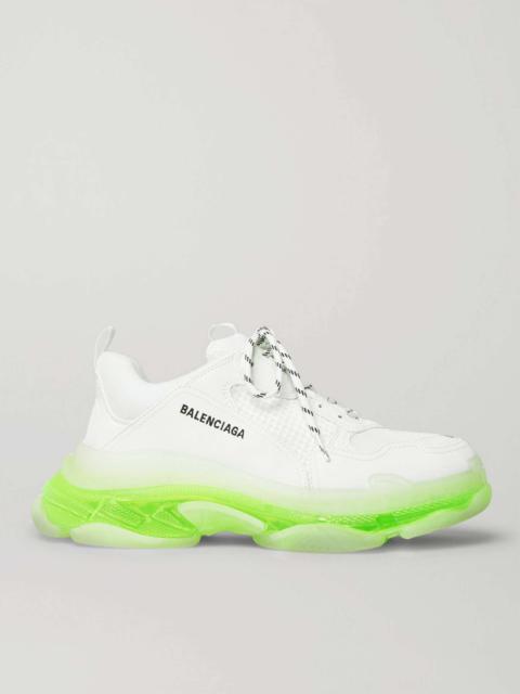 Triple S Clear Sole Mesh and Leather Sneakers