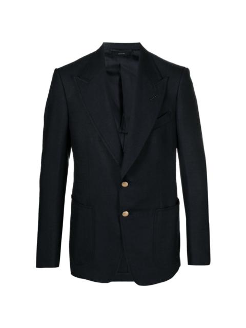 twill-weave single-breasted blazer