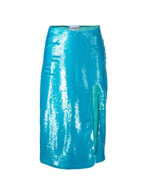 GANNI sequin-embellished midi skirt