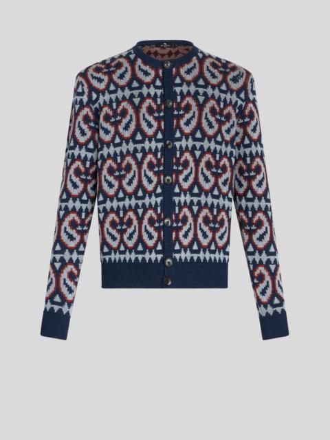 PAISLEY WOOL AND COTTON JACQUARD CARDIGAN