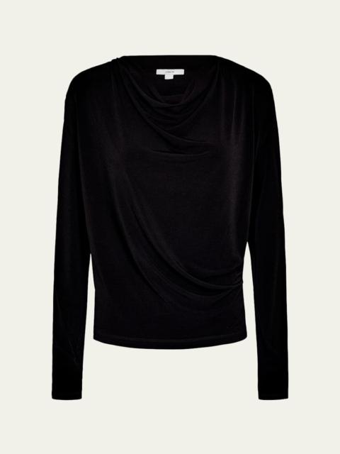 Vince Matte Jersey Cowl-Neck Blouse