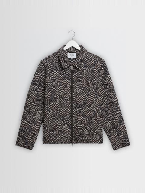 Wax London Park - Navy And Brown Wave Jacquard Jacket