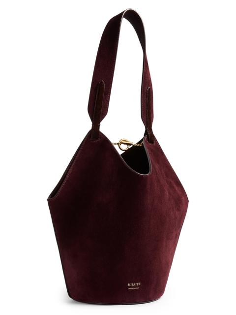 KHAITE Women's Lotus Mini Suede Tote Bag - Rouge Noir