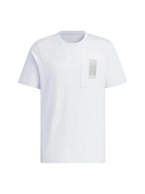 adidas Small Linear Logo Pocket T-Shirt 'White' JI9084