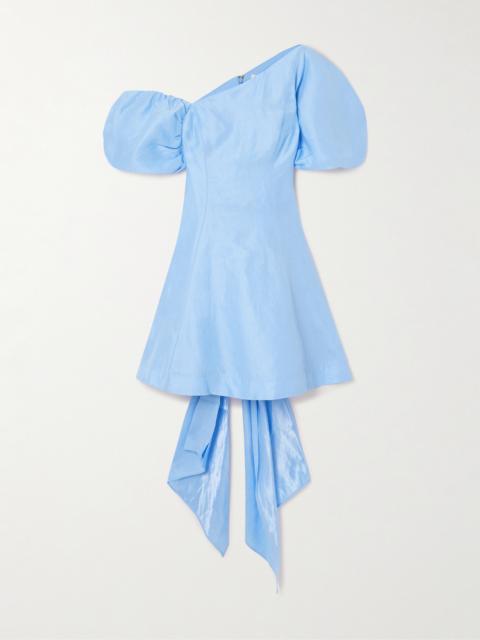 Aje. Arista Tulip Tie-detailed Asymmetric Linen-blend Mini Dress