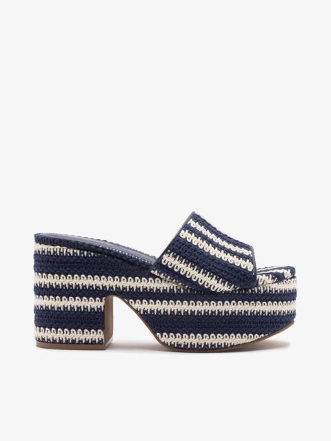 Larroudé Miso Crochet Mule Striped Navy