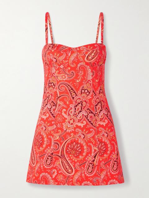 Cara Cara Claudine Paisley-print Denim Mini Dress