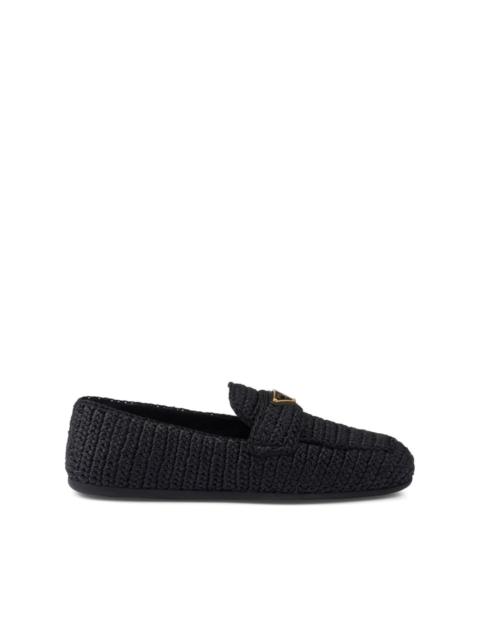Prada triangle-logo woven loafers