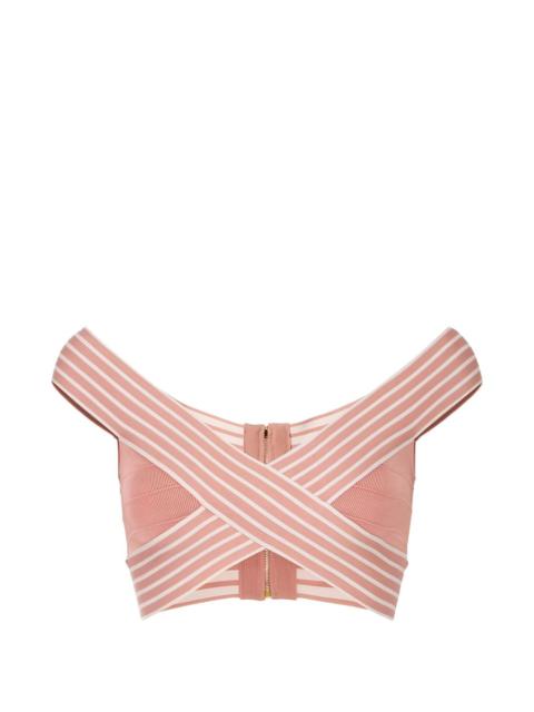 ELISABETTA FRANCHI striped-trim crossover top