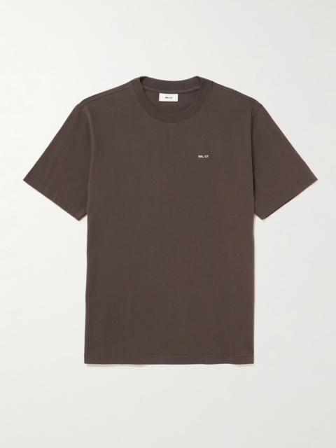 NN07 Adam 3209 Logo-Embroidered Pima Cotton-Jersey T-Shirt Brown