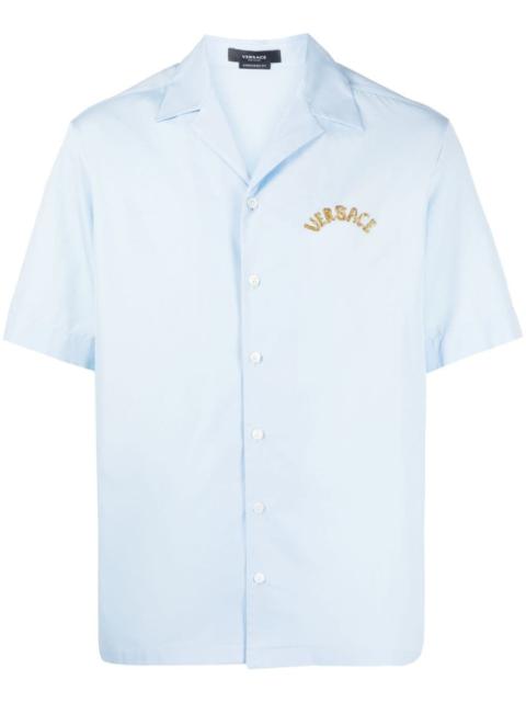 VERSACE embroidered-logo cotton shirt