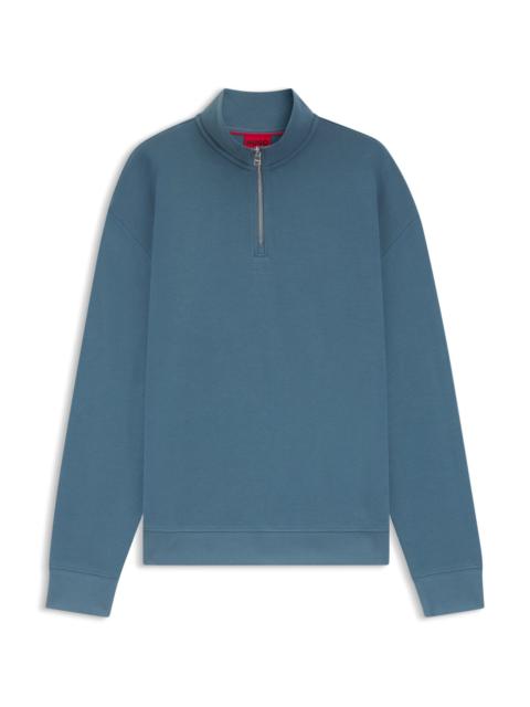 HUGO RELAXED-FIT COTTON SWEATSHIRT WITH ZIPPER NECK
