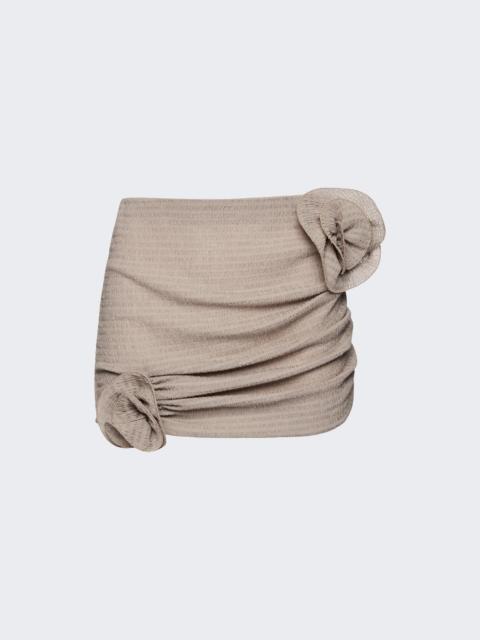 MAGDA BUTRYM Floral Applique Mini Skirt Brown