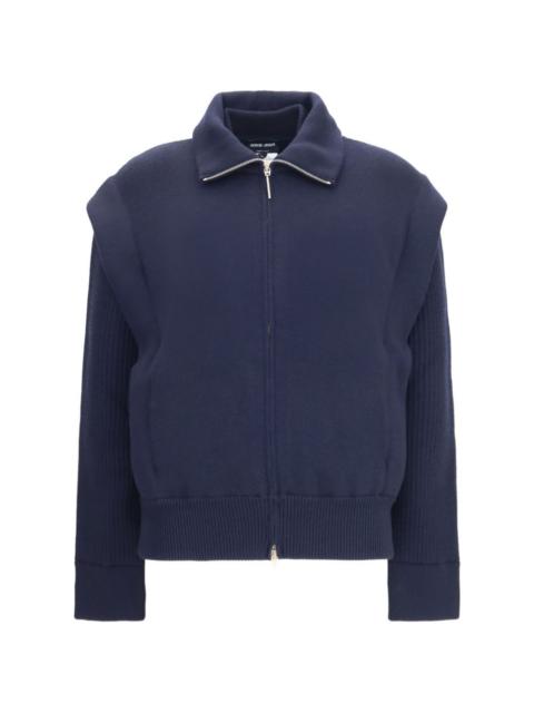 GIORGIO ARMANI ribbed-knit panelled jacket