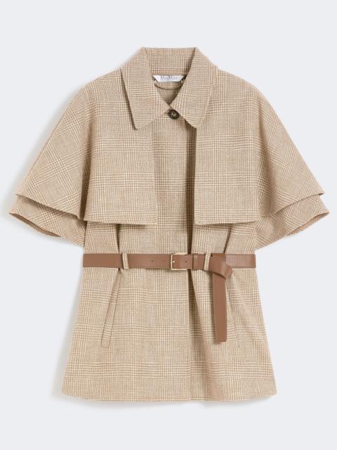 Max Mara Glen plaid cotton cloak - TOBACCO
