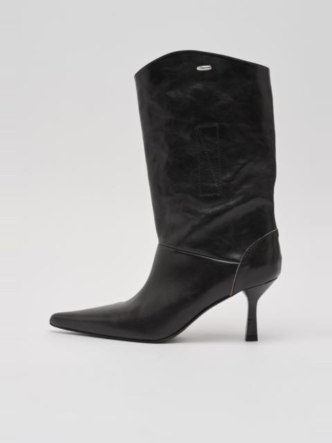 Envelope Boot Top Dyed Black Leather