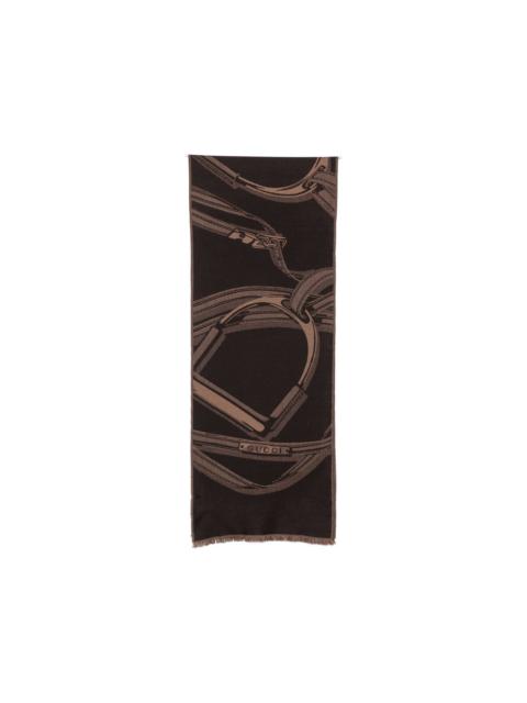 GUCCI equestrian-print frayed scarf