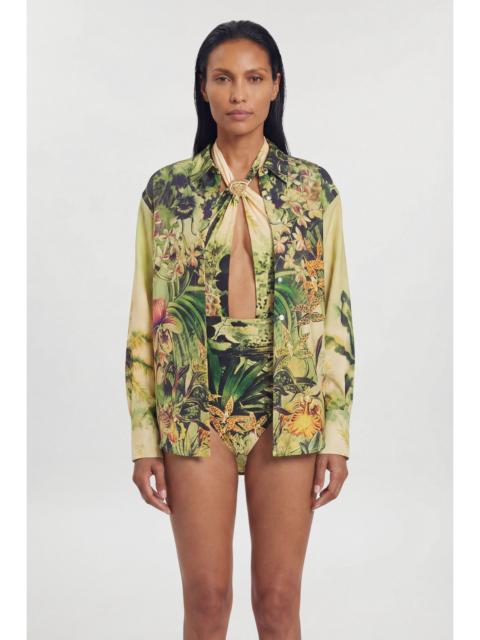 KAREN MILLEN Beach Tropical Spun Viscose Cover Up Shirt