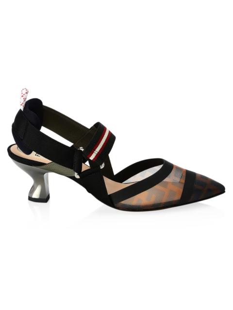 FENDI Women's Colibri 55MM Mesh Slingback Pumps - Black Multi