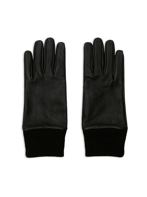 Burberry ribbed-trim leather gloves