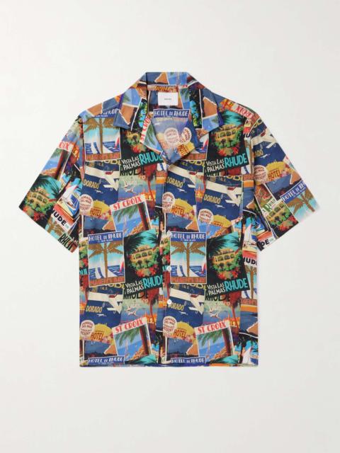 Rhude Postcard Camp-Collar Printed Silk-Twill Shirt