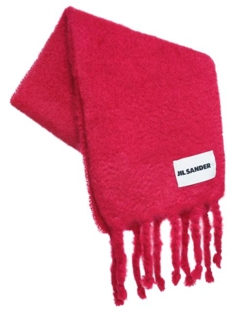 RED MOHAIR KNITTED SCARF
