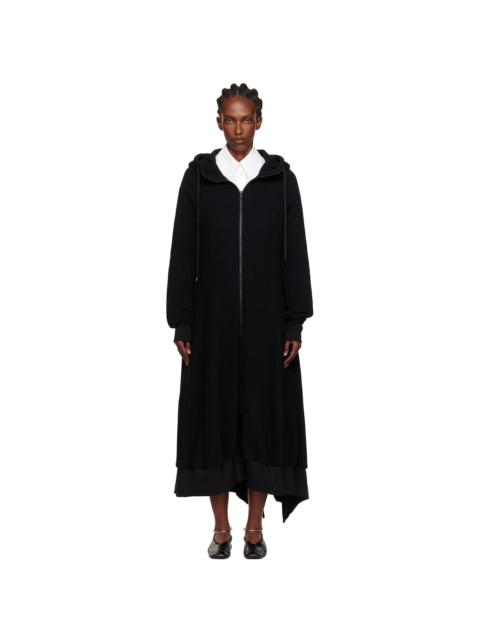 Yohji Yamamoto Black Hooded Track Maxi Dress