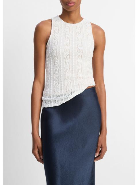 Vince Smocked Lace Shell