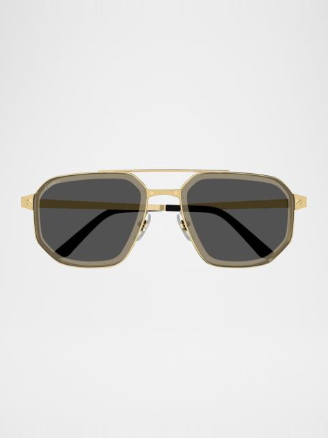 Cartier Men's Double-Bridge Titanium Aviator Sunglasses