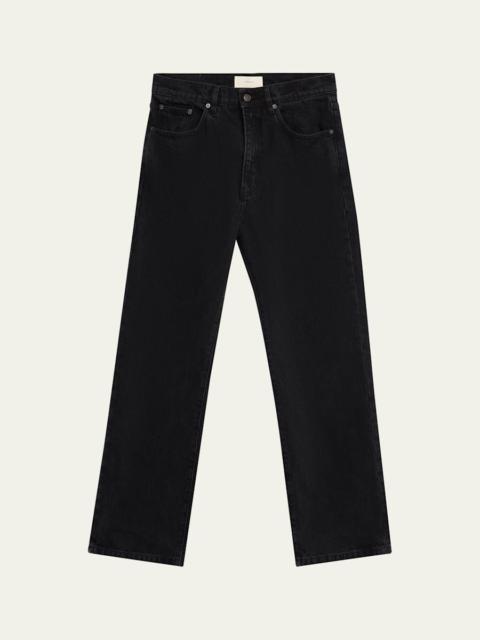 JEANERICA Men's Black Denim Straight-Leg Five-Pocket Pants