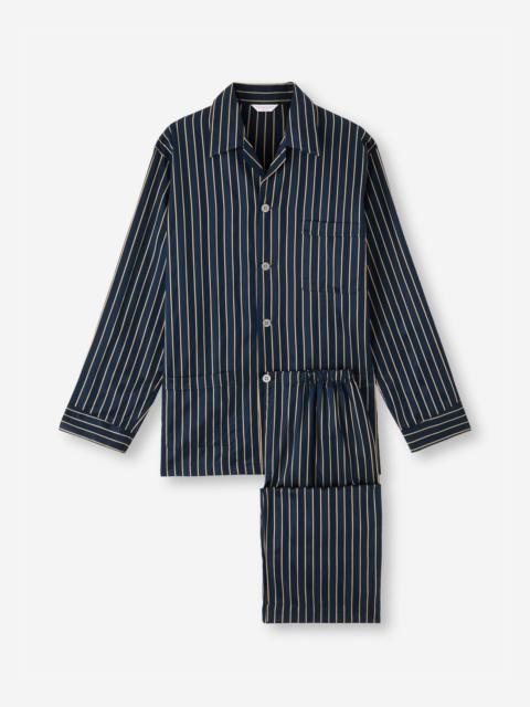 Derek Rose Men's Classic Fit Pajamas Royal 224 Cotton Navy