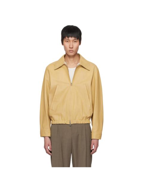 YOKE Tan Zip Leather Jacket