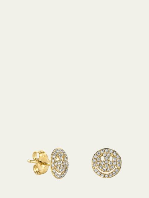 SYDNEY EVAN 14k Pave Diamond Happy Face Single Stud Earring