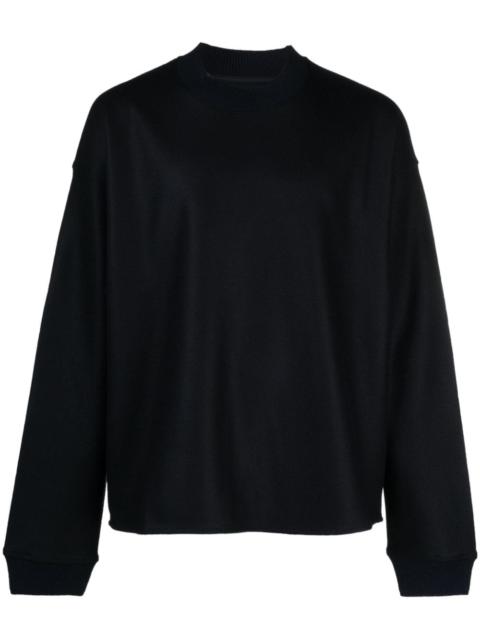 crew-neck felted-wool jumper