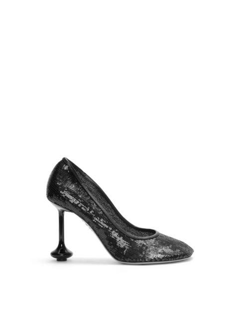 Loewe Toy pump in mesh and allover sequins