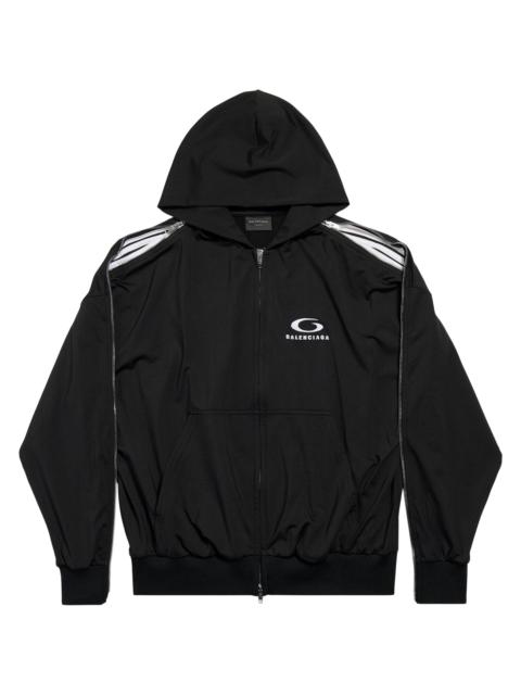 BALENCIAGA Women's Loop Sports Icon Zipped Zip-Up Hoodie - Black White