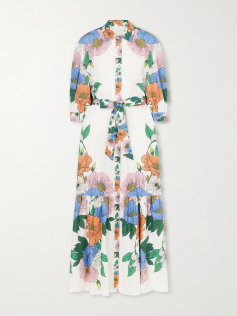 BORGO DE NOR Bianca Linen-blend Floral Midi Dress