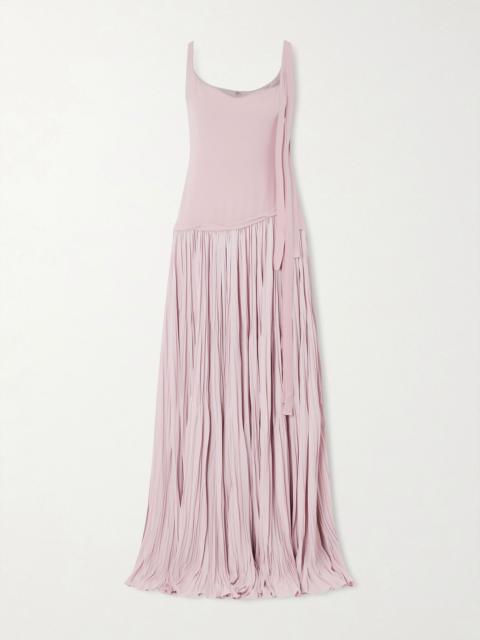 MARMAR HALIM Bow-embellished pleated crepe gown Pink