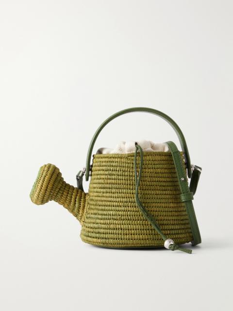 Loewe Paula's Ibiza Watering Can Leather-Trimmed Raffia Messenger Bag