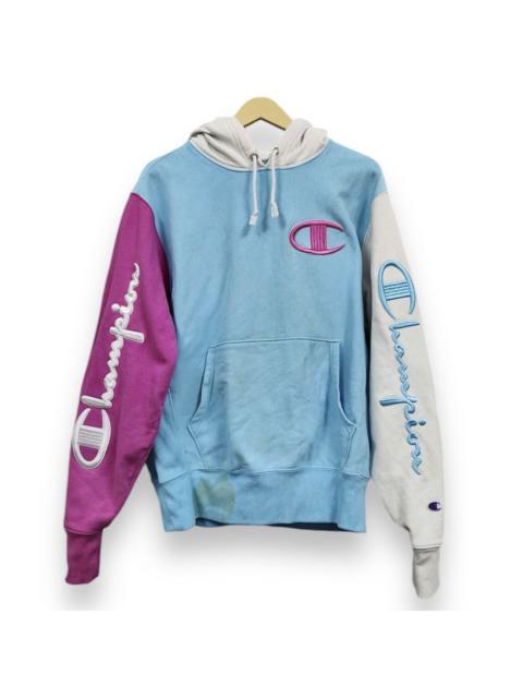 Other Designers Champion × Vintage - Vintage Reverse Weave Champion Multicolour Distressed Hoodie