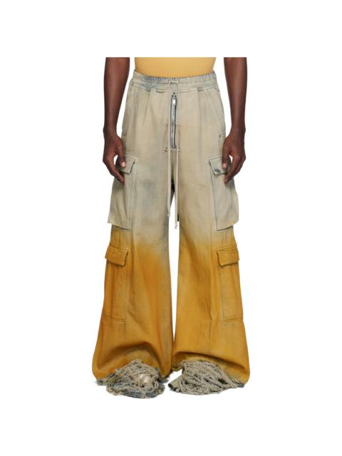 Rick Owens DRKSHDW Blue & Orange Jumbo Belas Cargo Pants