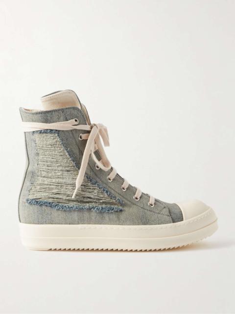 Distressed Denim High-Top Sneakers