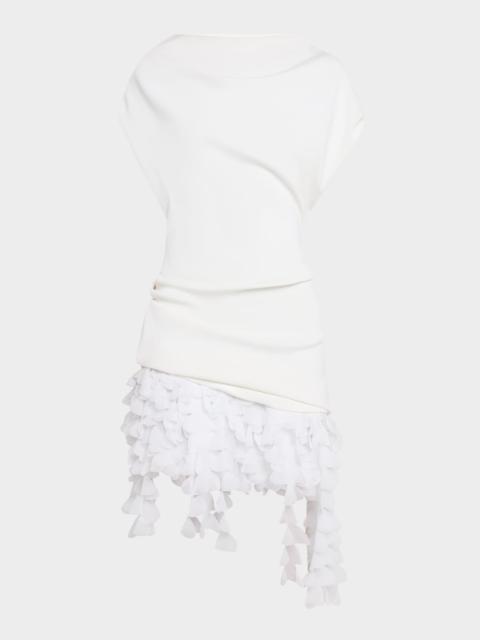 BRANDON MAXWELL Kayla Draped Petal-Frill Mini Dress