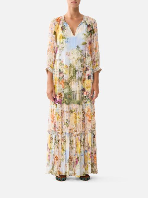 CAMILLA LONG GATHERED PANEL DRESS