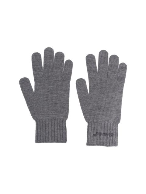 embroidered-logo ribbed gloves