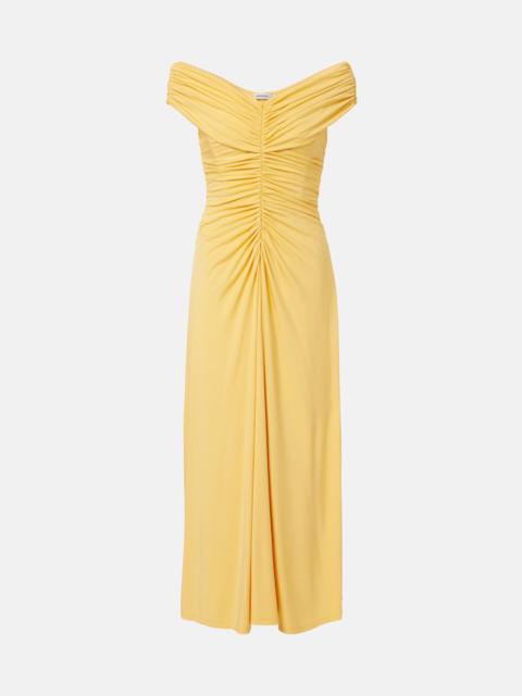 SIMKHAI Sheyda ruched jersey midi dress