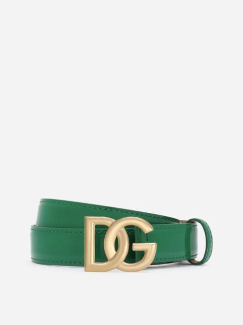 Polished calfskin belt with DG logo