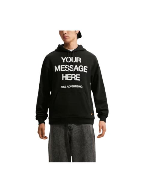 Nike Nike Sportswear Fleece Hoodie 'Black White Safety Orange' IO1649-010
