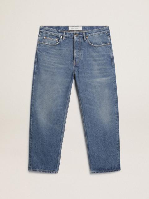 Stonewashed-effect blue jeans
