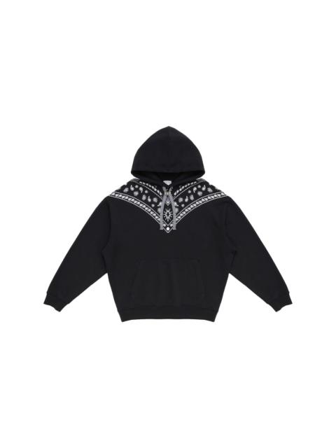 Bandana-embroidered drawstring hoodie
